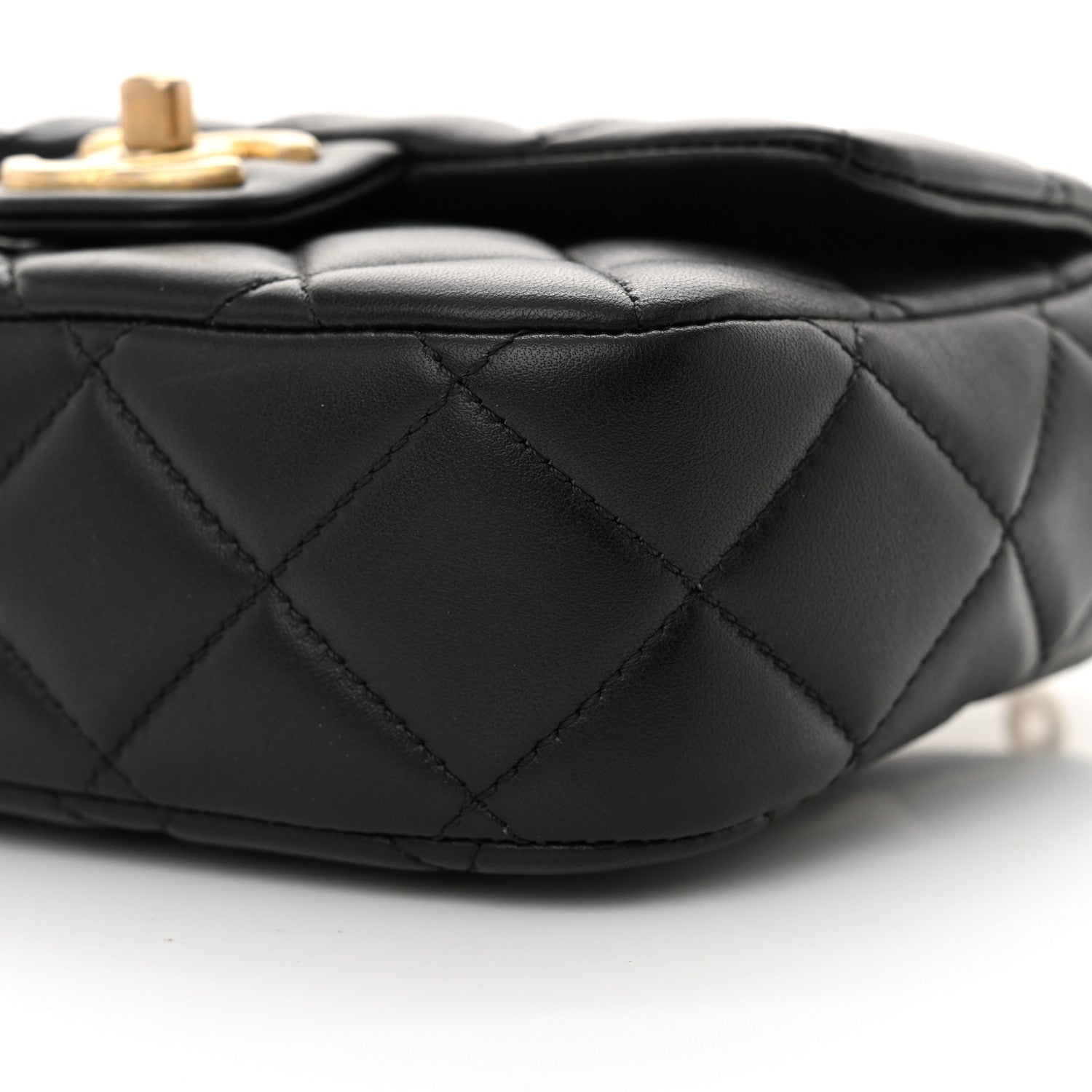 Chanel Lambskin Enamel Pearl Quilted Mini Charm Me Square Flap Black 10 of 10
