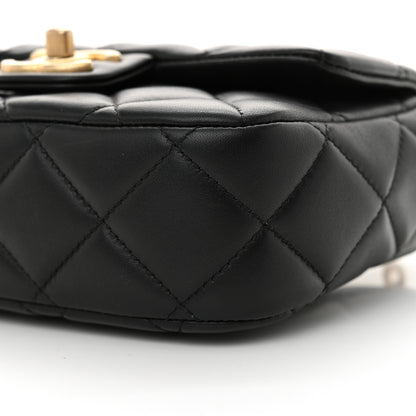 Chanel Lambskin Enamel Pearl Quilted Mini Charm Me Square Flap Black 10 of 10