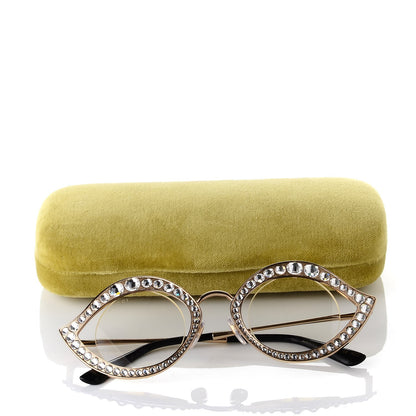 Gucci Metal Crystal Cat Eye Sunglasses GG0046S Gold 7 of 7