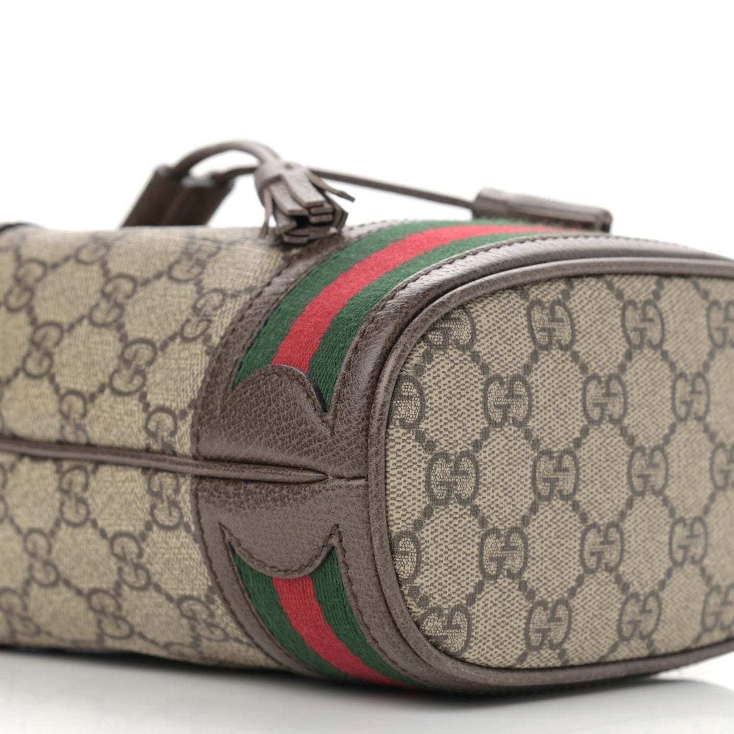 Gucci GG Supreme Monogram Web Mini Ophidia Bucket Bag Brown 9 of 11