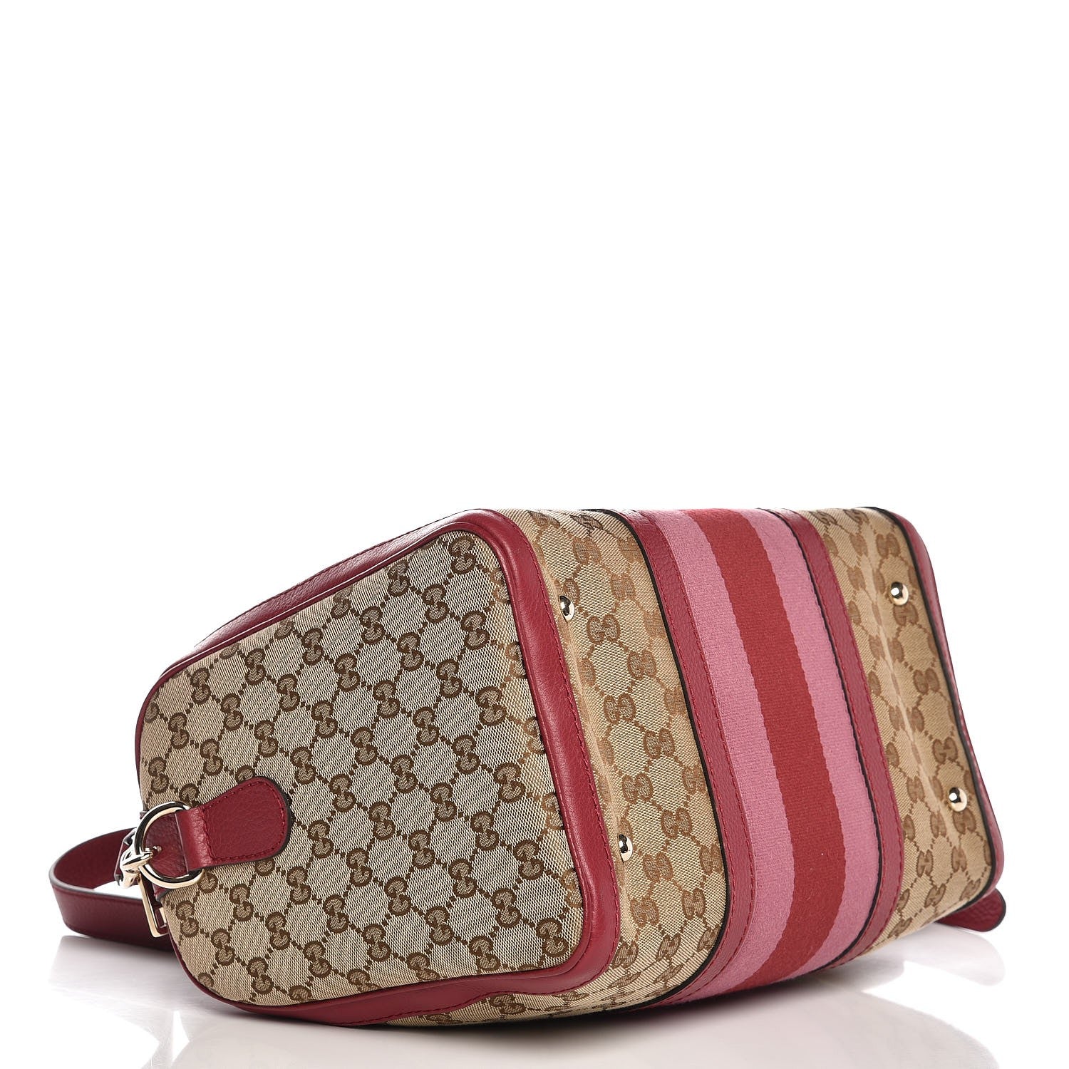 Gucci Monogram Cellarius Calfskin Vintage Web Medium Boston Beige Ebony Soft Burgundy Peonia Flower 5 of 10