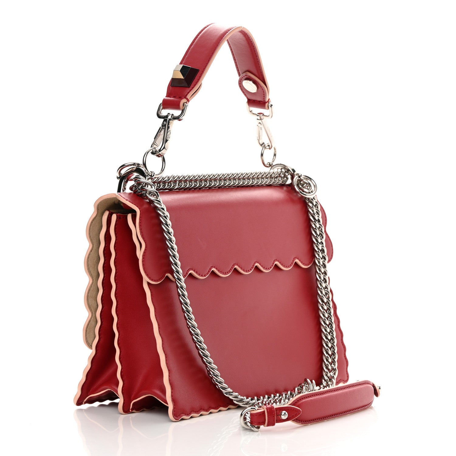 Fendi Vitello Liberty Scalloped Studded Kan I Shoulder Bag Fragola 3 of 16