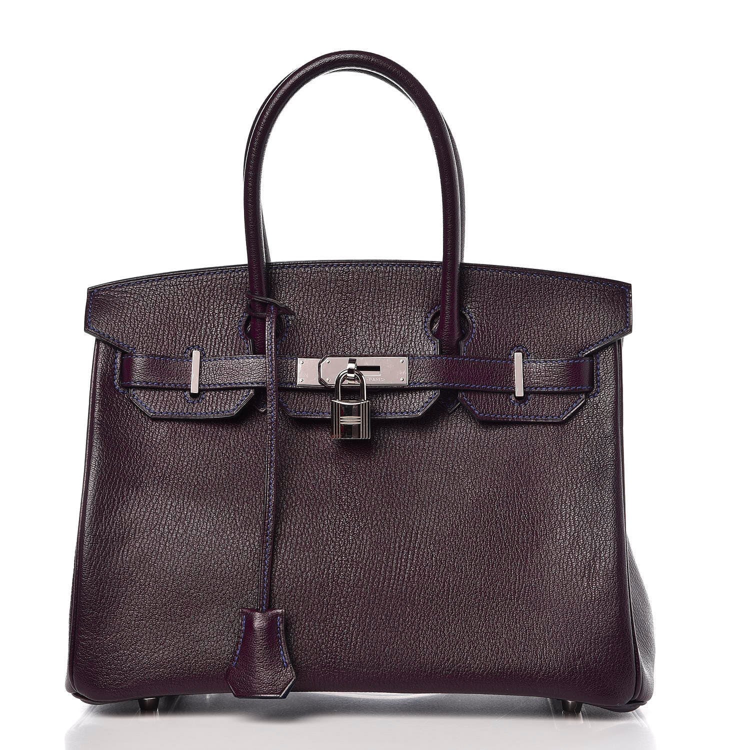 Hermes Chevre Mysore Bi-Color Horseshoe Birkin 30 Raisin Bleu Electrique 1 of 36