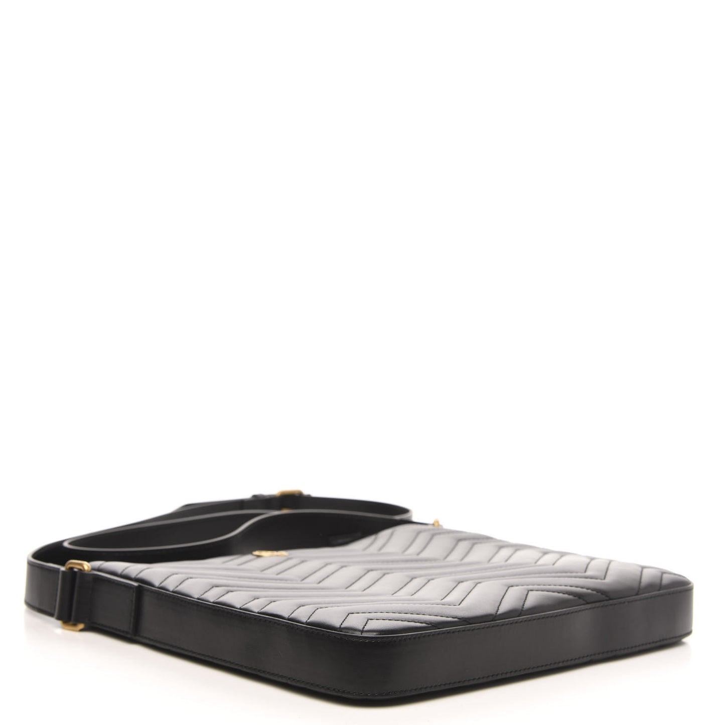 Calfskin Matelasse GG Marmont Flat Messenger Bag Black