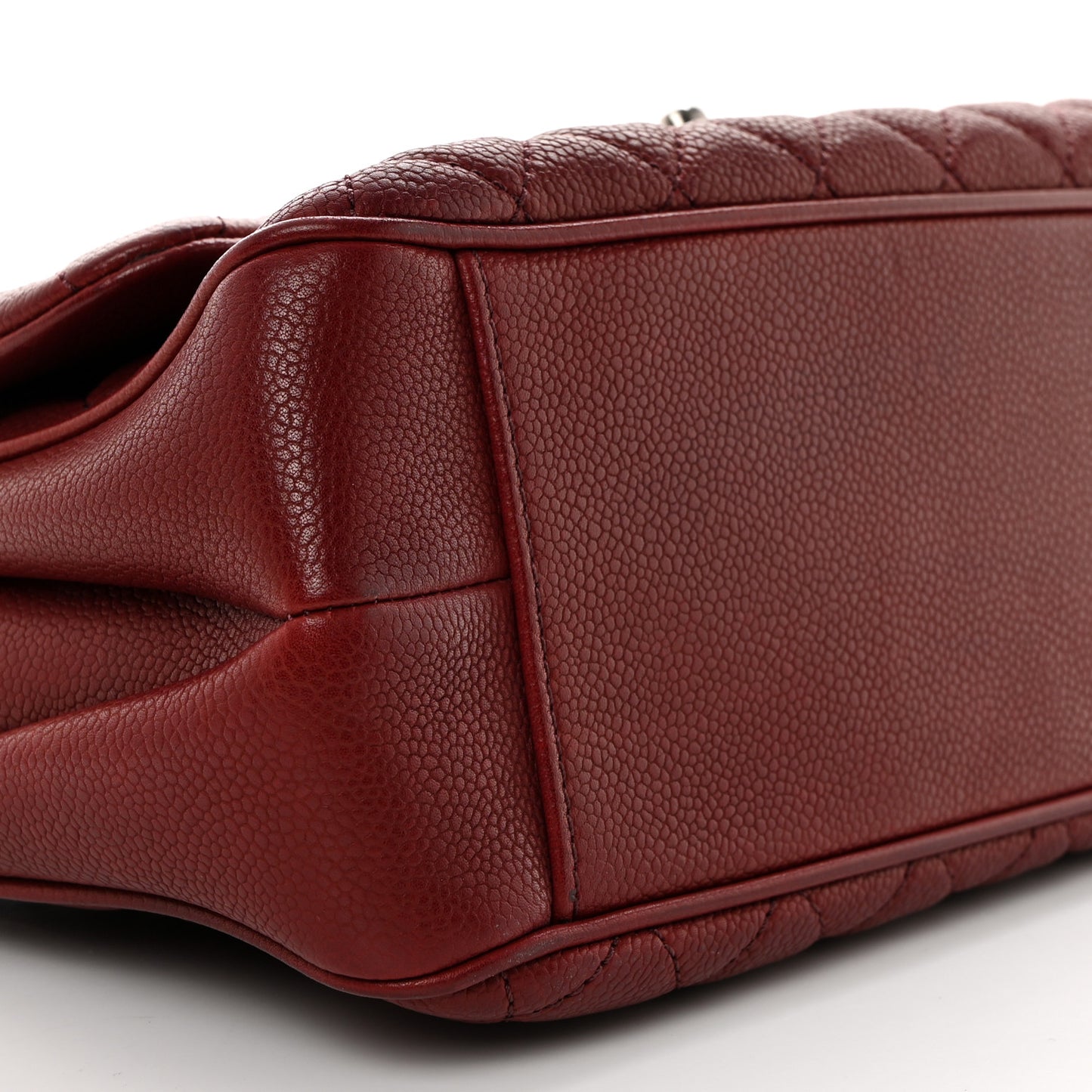 Caviar Quilted Medium Rock In Rome Single Flap Burgundy