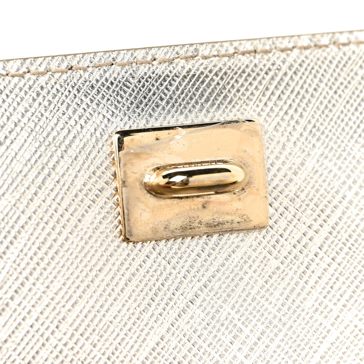 Metallic Hammered Calfskin Vara Bow Chain Flap Crossbody Silver Gold