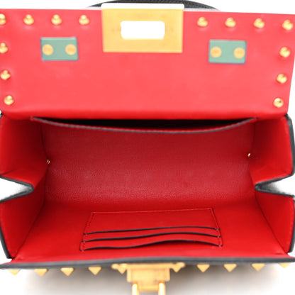 Valentino Garavani Grainy Calfskin Rockstud Allover Alcove Box Shoulder Bag Black 5 of 9