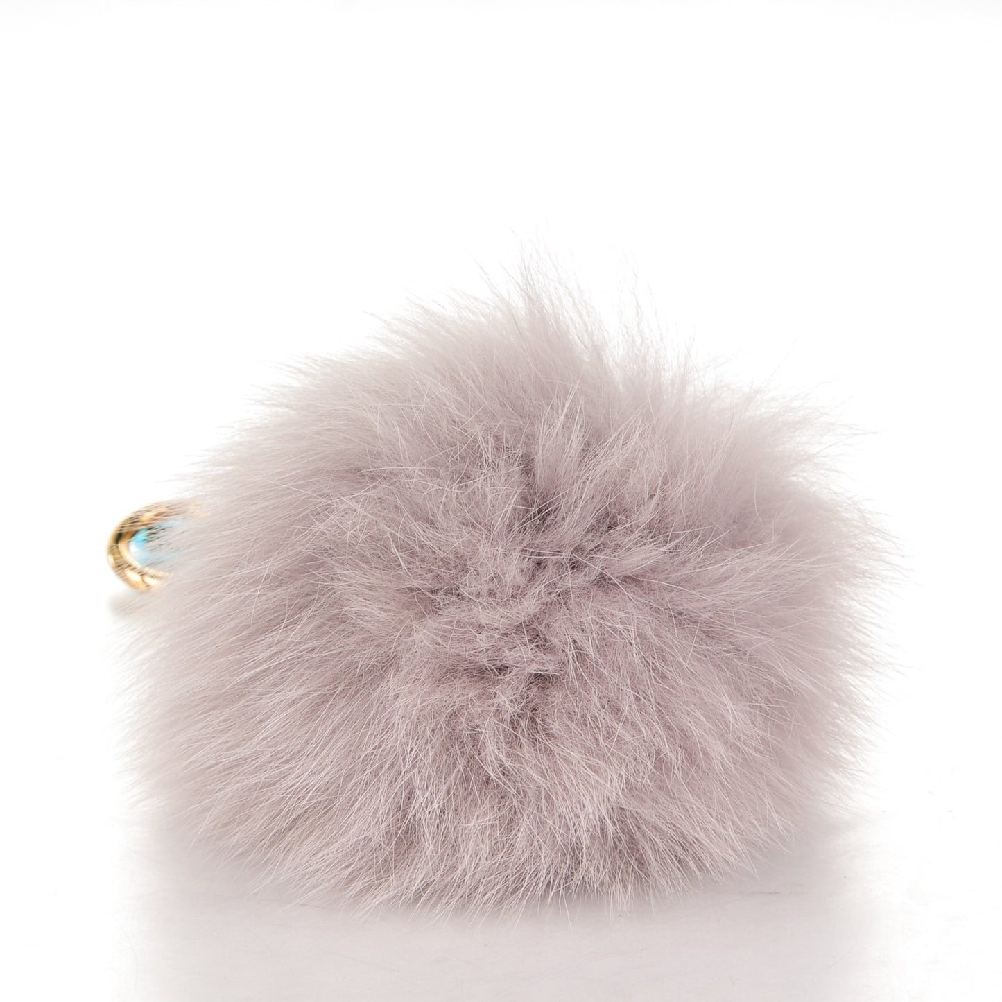 Fox Fur Vitello Elite Pom Pom Bag Charm Grigio Perla
