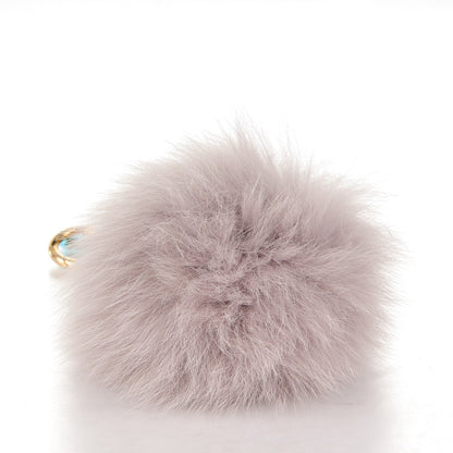 Fendi Fox Fur Vitello Elite Pom Pom Bag Charm Grigio Perla 3 of 5