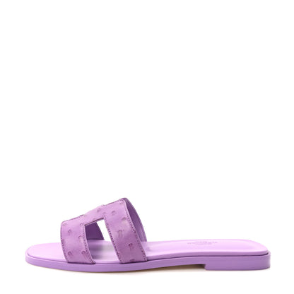 Hermes Ostrich Oran Sandals 37 Violet 1 of 10