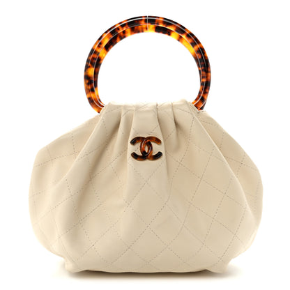 Chanel Lambskin Plexiglass Tortoise Shell Quilted Small Pouch Light Beige 1 of 11