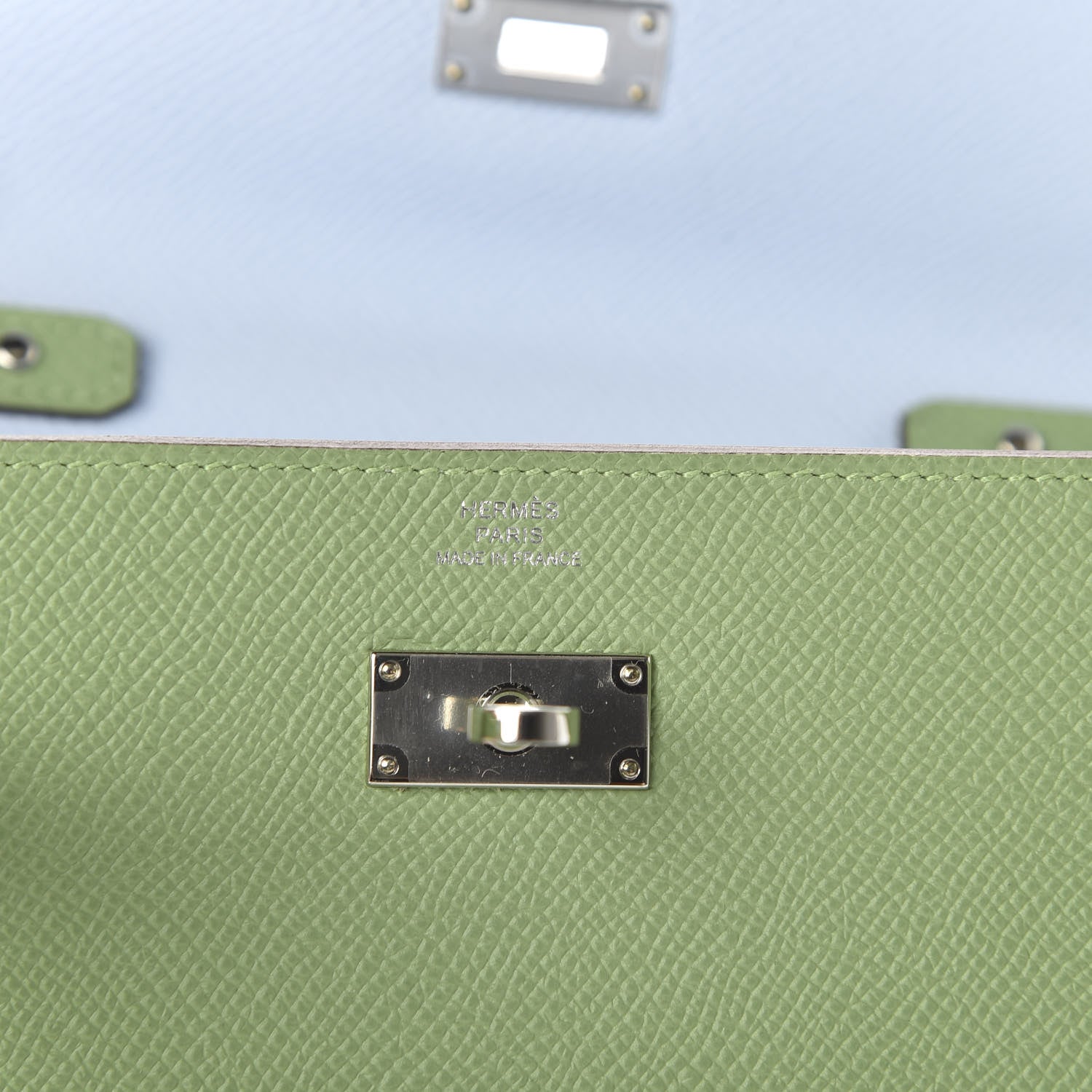 Hermes Epsom Verso Kelly Wallet To Go Vert Criquet Bleu Brume 8 of 10