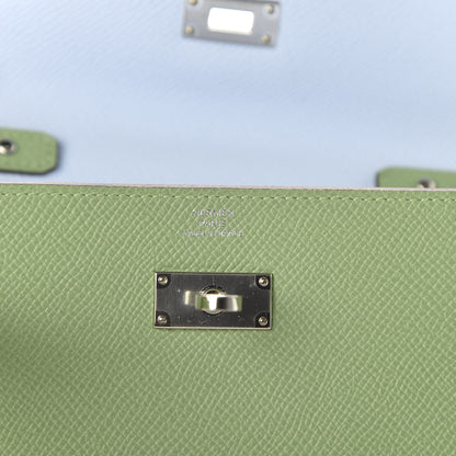 Hermes Epsom Verso Kelly Wallet To Go Vert Criquet Bleu Brume 8 of 10