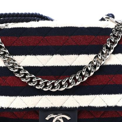 Chanel Jersey Felt Quilted Flap Burgundy White Blue 8 of 10