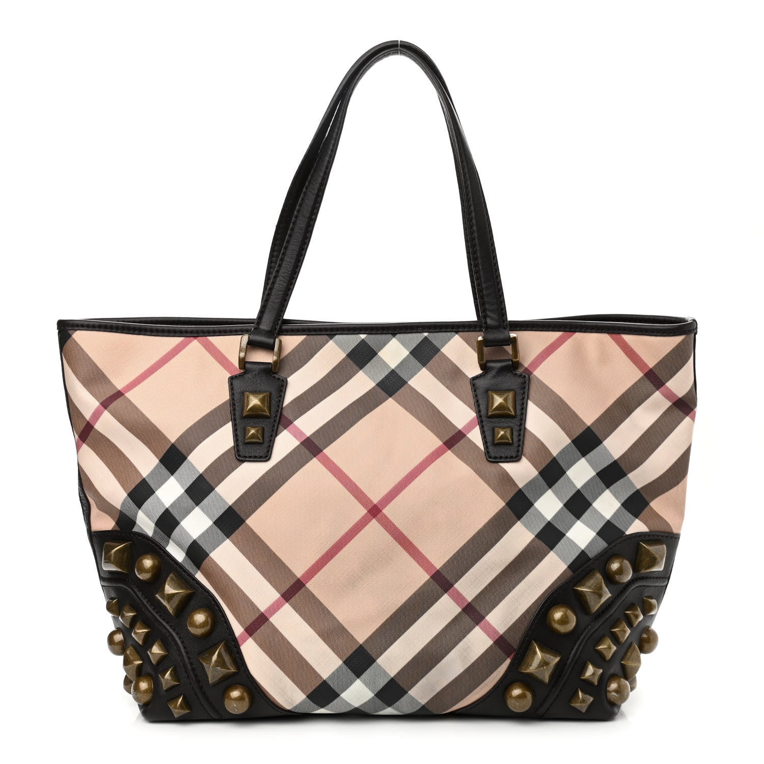 Burberry Nova Check Mega Stud Nickie Tote Black 1 of 9