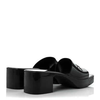 Gucci Rubber Gucci Logo Womens Platform 20/60mm Slide Sandals 37 Black 4 of 9