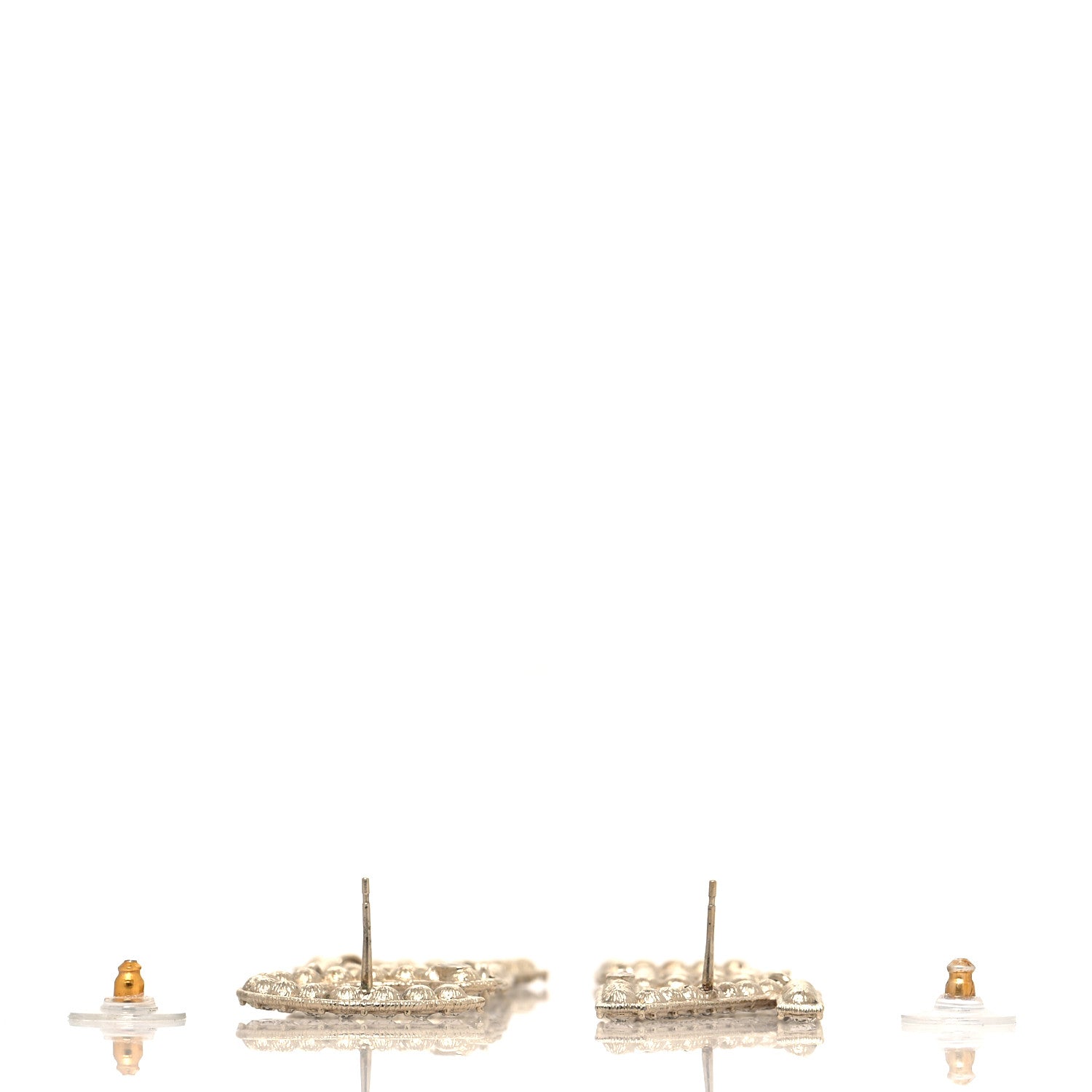 Chanel Crystal Cha-Nel Logo Drop Earrings Gold 3 of 4