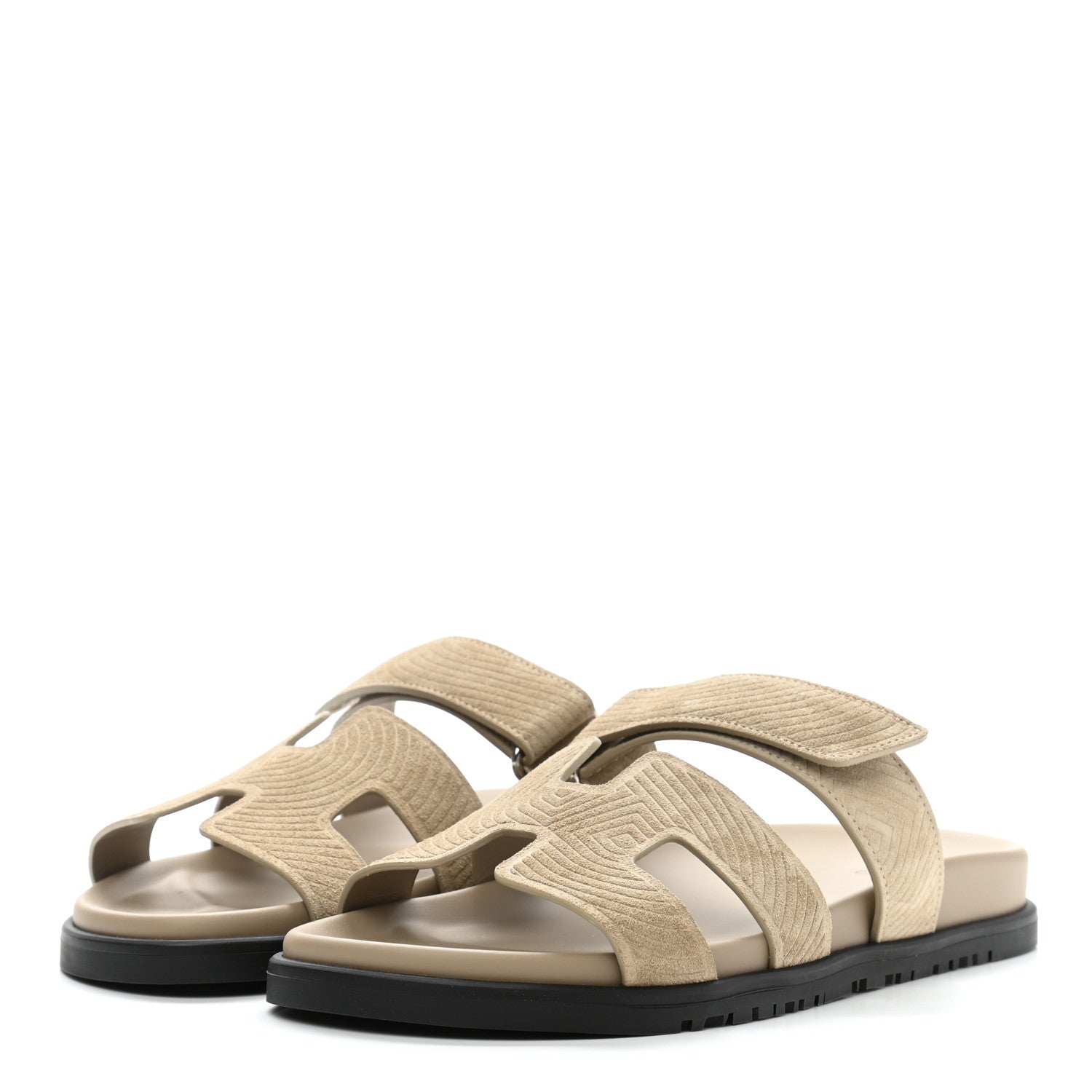Hermes Suede Goatskin Chaine d'Ancre Womens Chypre Sandals 39 Beige Sable 2 of 9