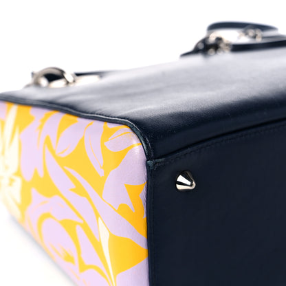 Christian Dior Calfskin Flower Printed Medium Lady Dior Navy Multicolor 8 of 16