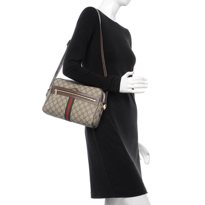 Gucci GG Supreme Monogram Web Small Ophidia Shoulder Bag Brown 2 of 9