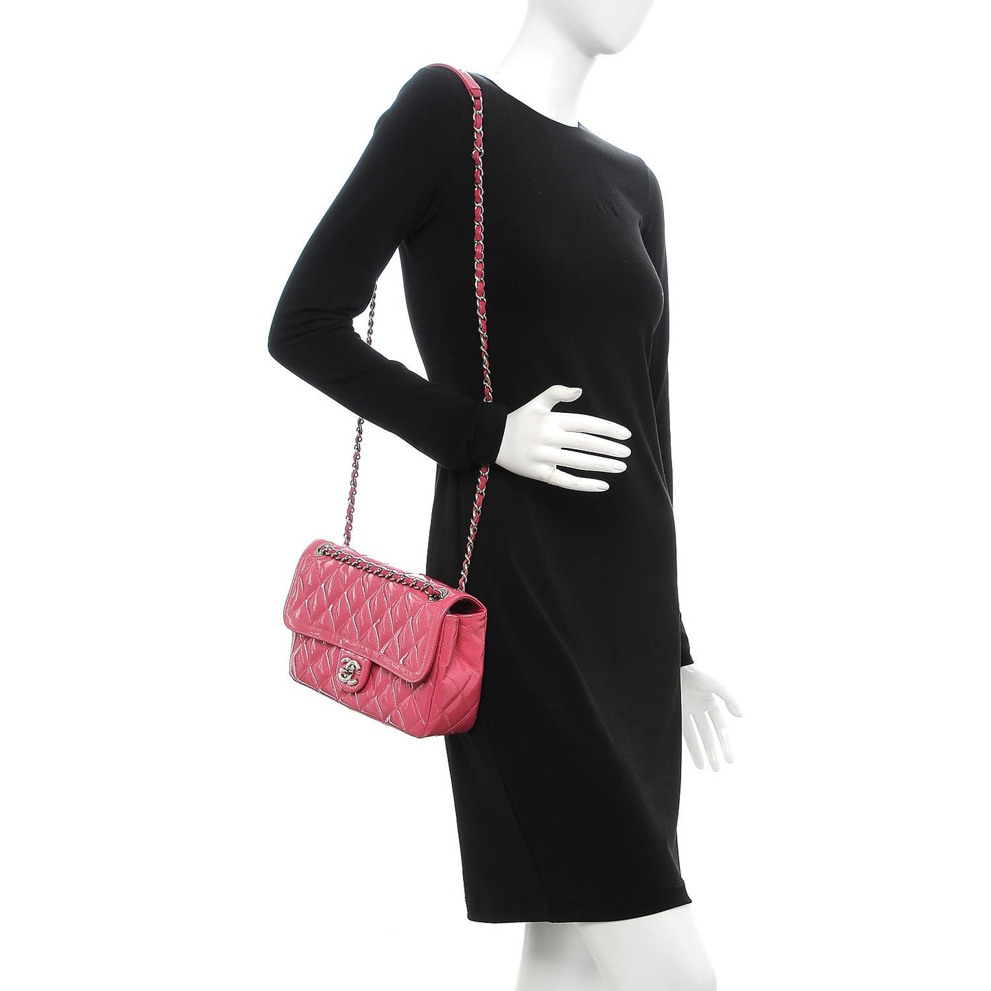 Patent Quilted Large Coco Shine Flap Pink