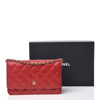 Chanel Lambskin Quilted Wallet On Chain WOC Red 11 of 11