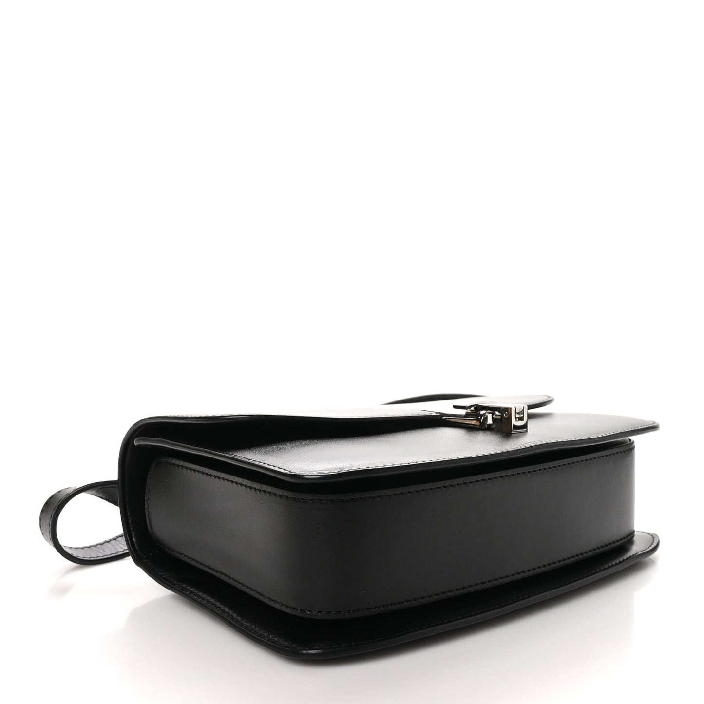 Polished Saddle Calfskin Sofia 8.75 Shoulder Bag Black