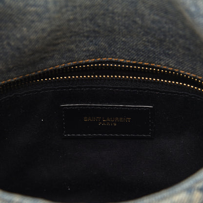 Saint Laurent Denim Quilted Toy Loulou Puffer Monogram Chain Satchel Blue Cinnamon 7 of 10