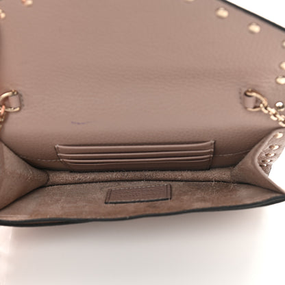 Valentino Garavani Pebbled Calfskin Rockstud Envelope Wallet on Chain Poudre 5 of 13