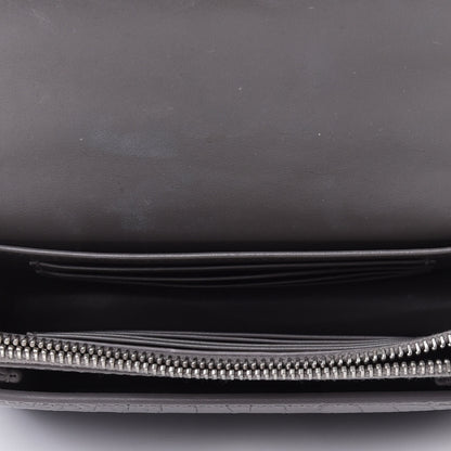 Saint Laurent Calfskin Crocodile Embossed Monogram Sunset Chain Wallet Graphite 4 of 4