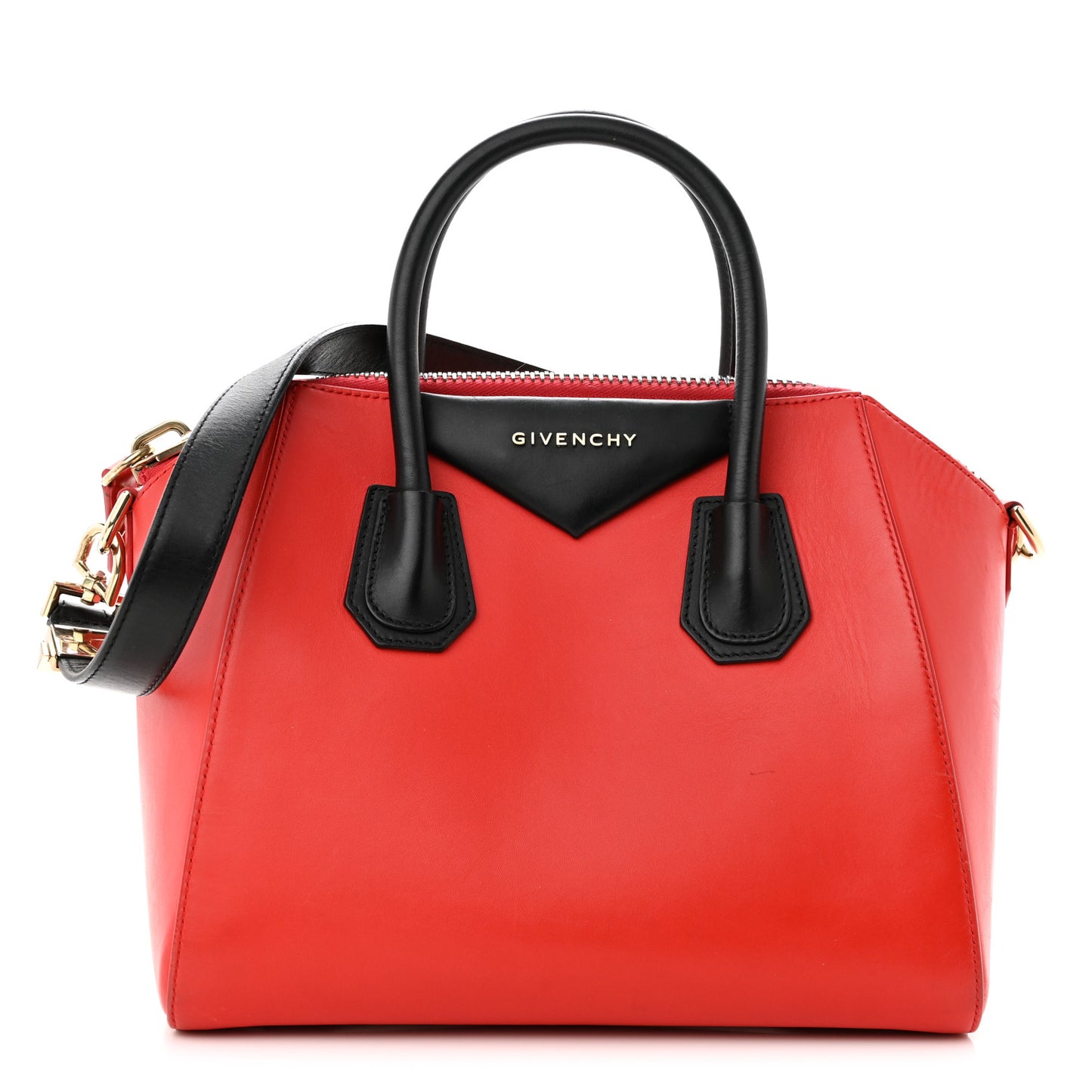 Smooth Calfskin Small Bi-Color Antigona Red Black