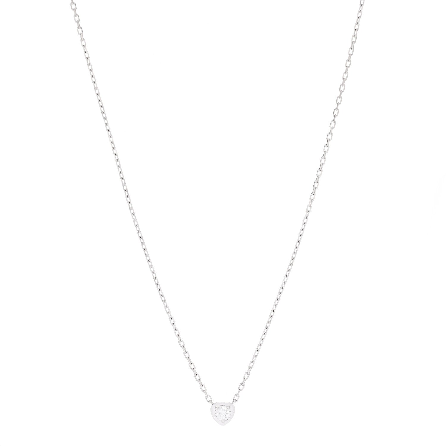 Cartier 18K White Gold Diamond D'Amour Heart Pendant Necklace 1 of 5