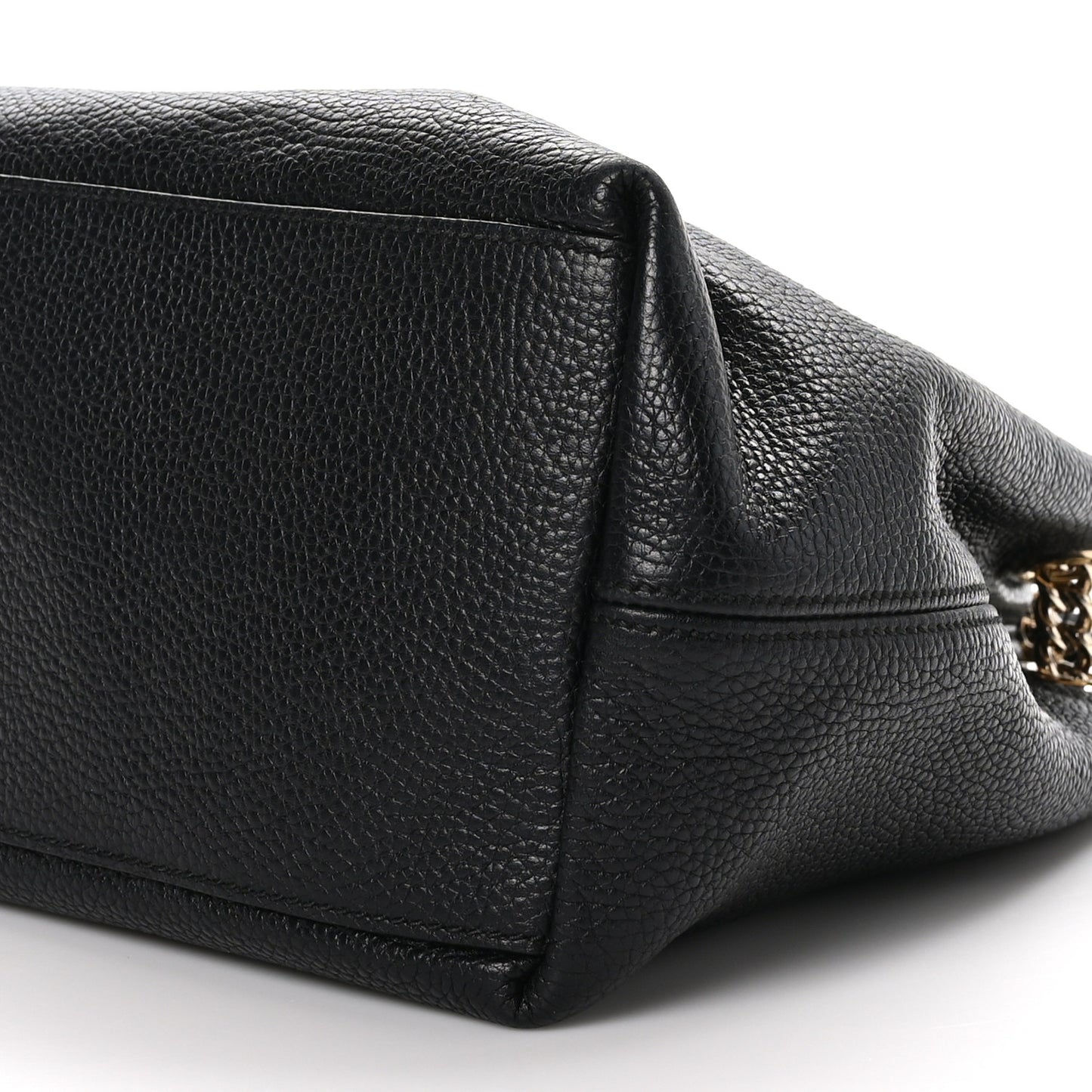 Pebbled Calfskin Medium Soho Chain Shoulder Bag Black