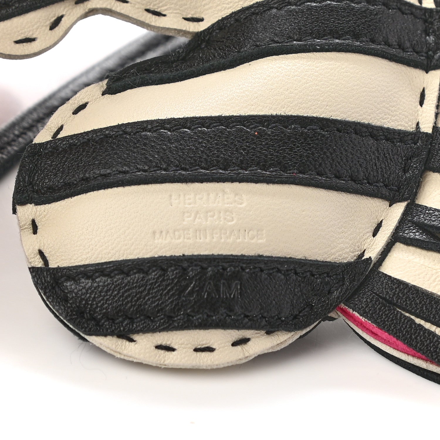 Hermes Milo Lambskin Geegee Savannah Bag Charm Craie Black Rose Mexico 3 of 3