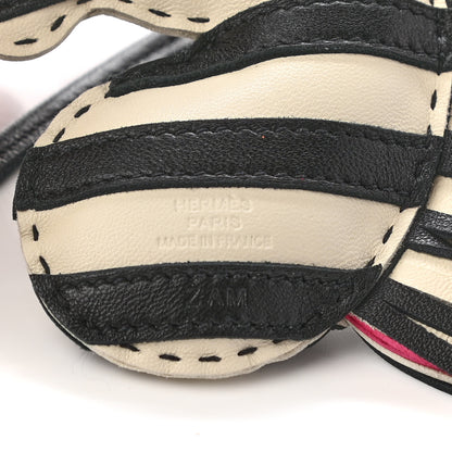 Hermes Milo Lambskin Geegee Savannah Bag Charm Craie Black Rose Mexico 3 of 3