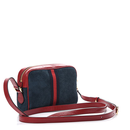 Gucci Suede Calfskin Web Mini Ophidia Shoulder Bag New Blue Romantic Cherry 2 of 13