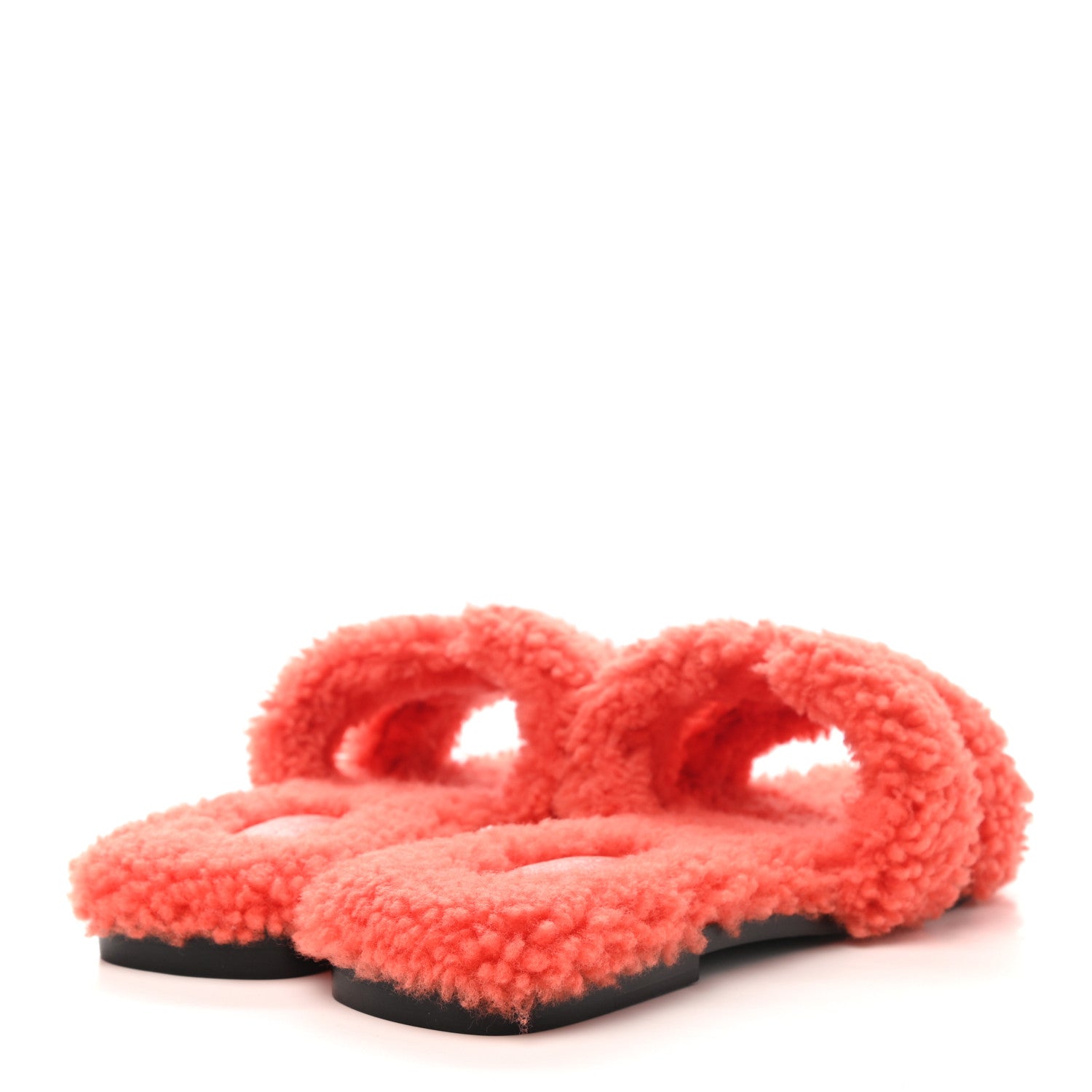 Hermes Woolskin Oran Sandals 37.5 Orange 4 of 8