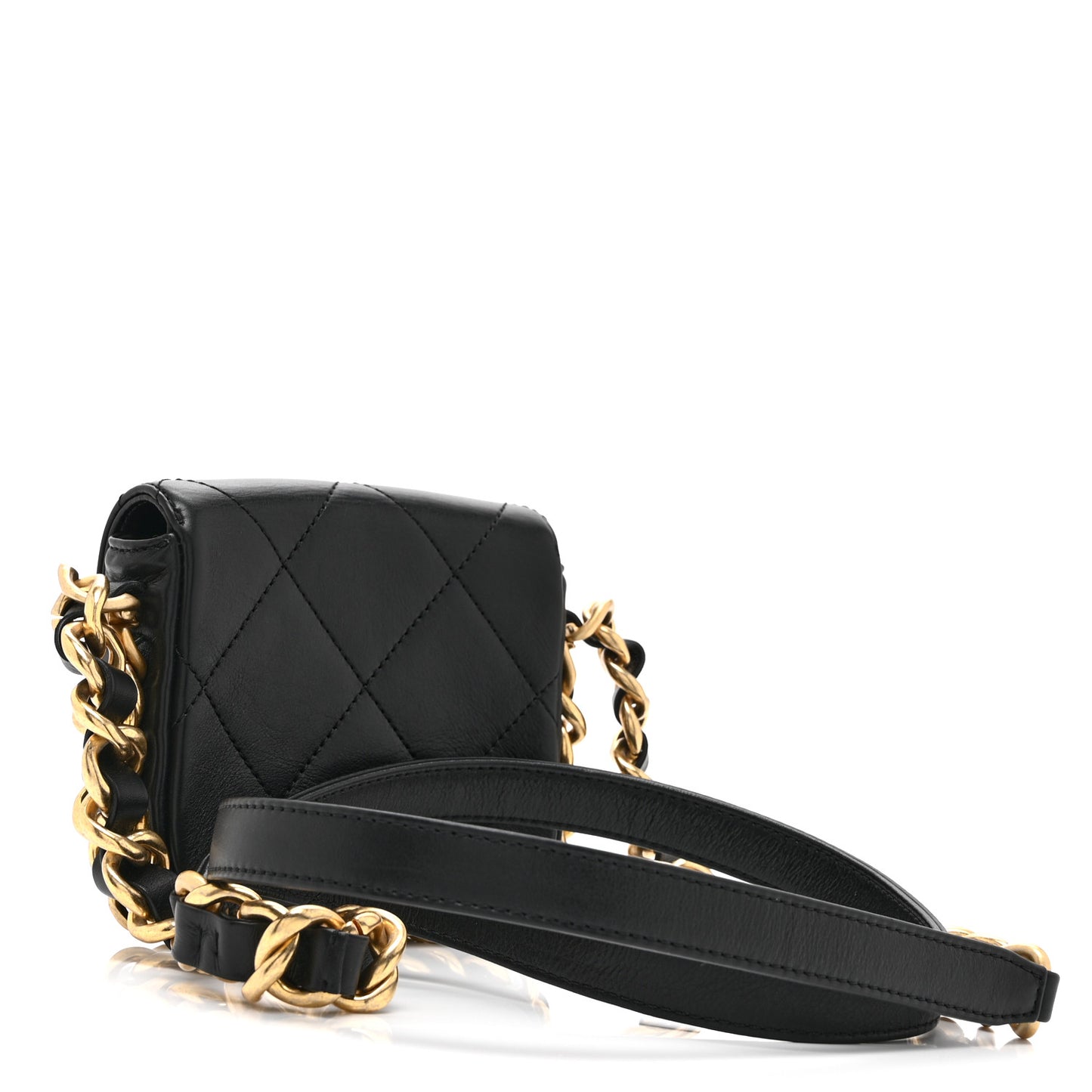 Calfskin Quilted Mini Framing Chain Bag Black