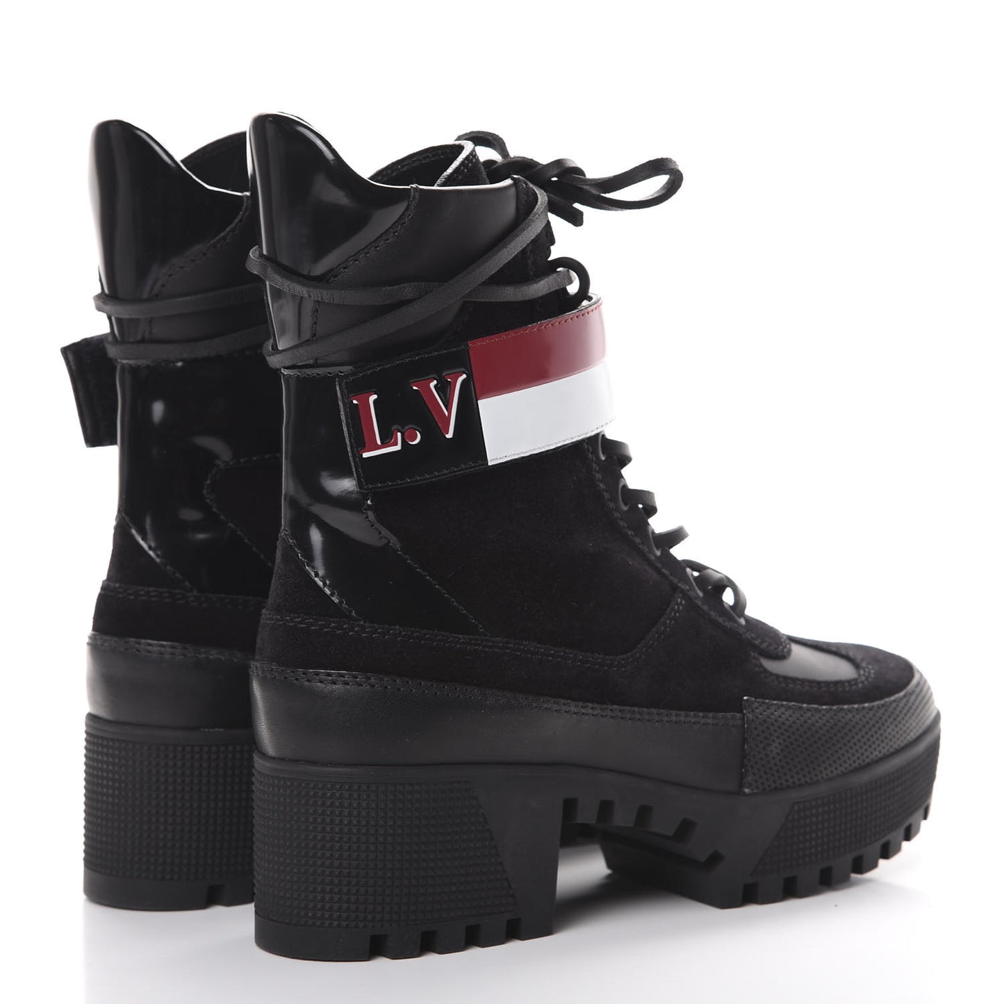Suede Calfskin Laureate Platform Desert Boots 36 Black