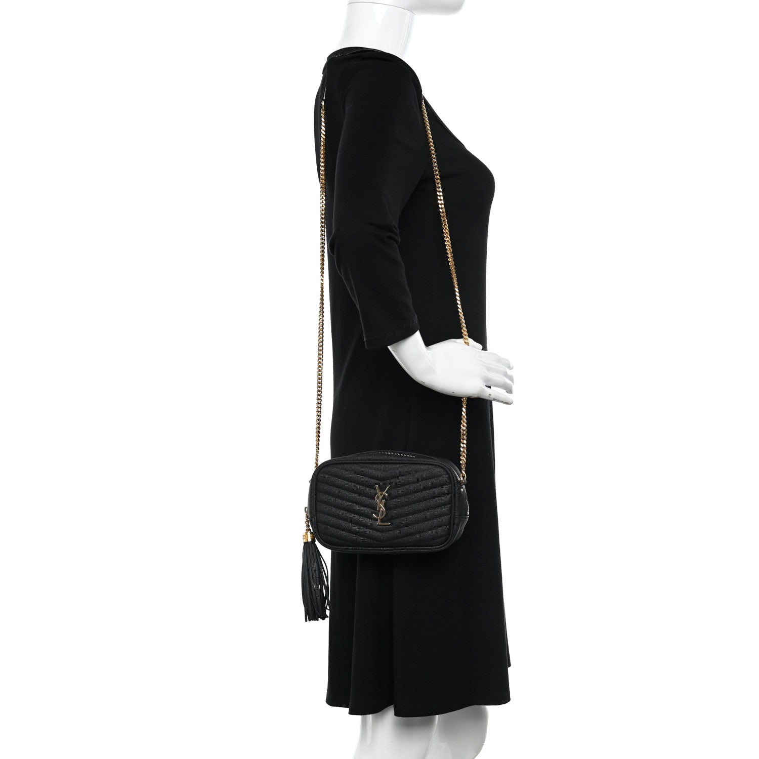 Saint Laurent Grain De Poudre Matelasse Monogram Mini Lou Camera Bag Black 2 of 14