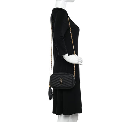 Saint Laurent Grain De Poudre Matelasse Monogram Mini Lou Camera Bag Black 2 of 14