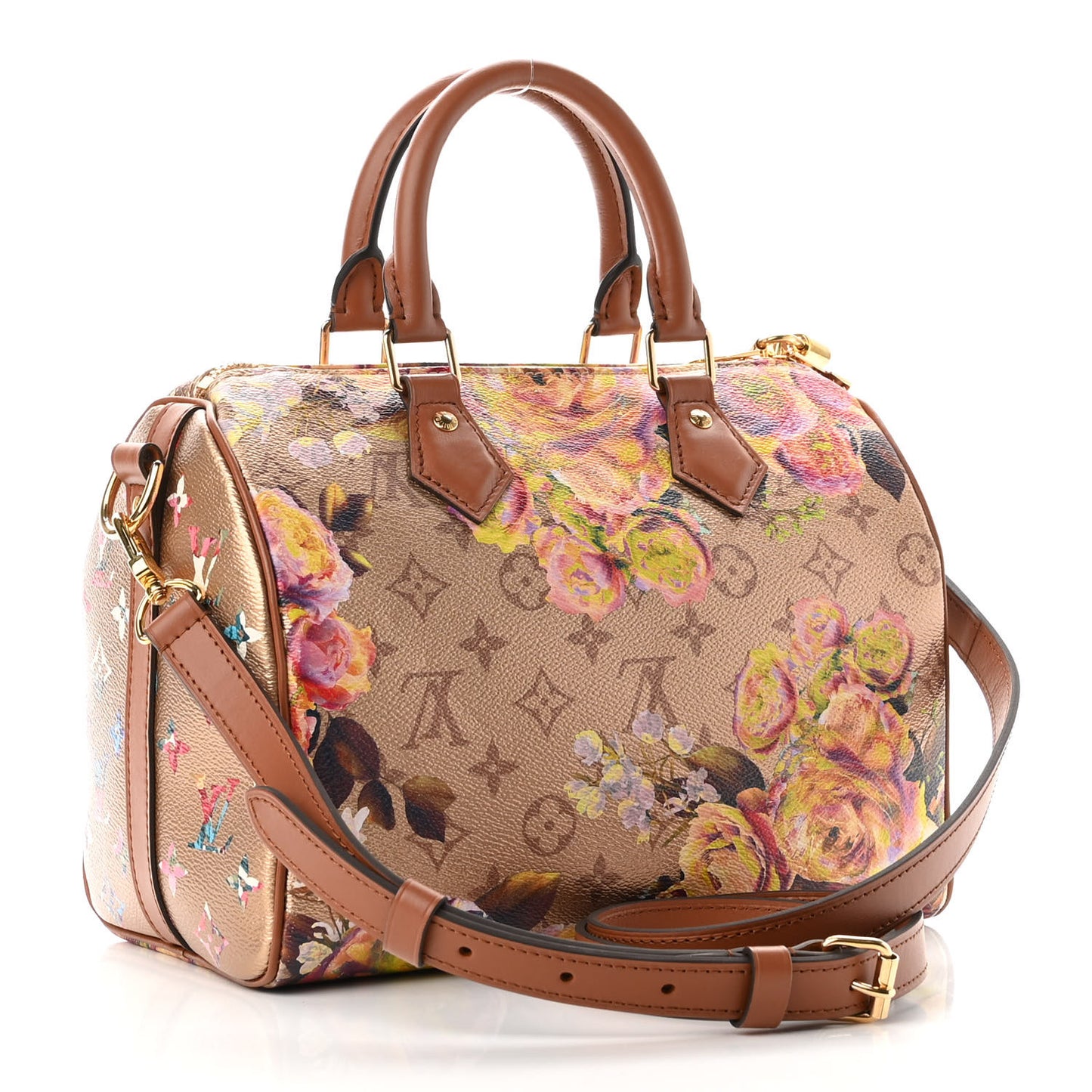 Metallic Monogram LV Garden Speedy Bandouliere 25 Gold