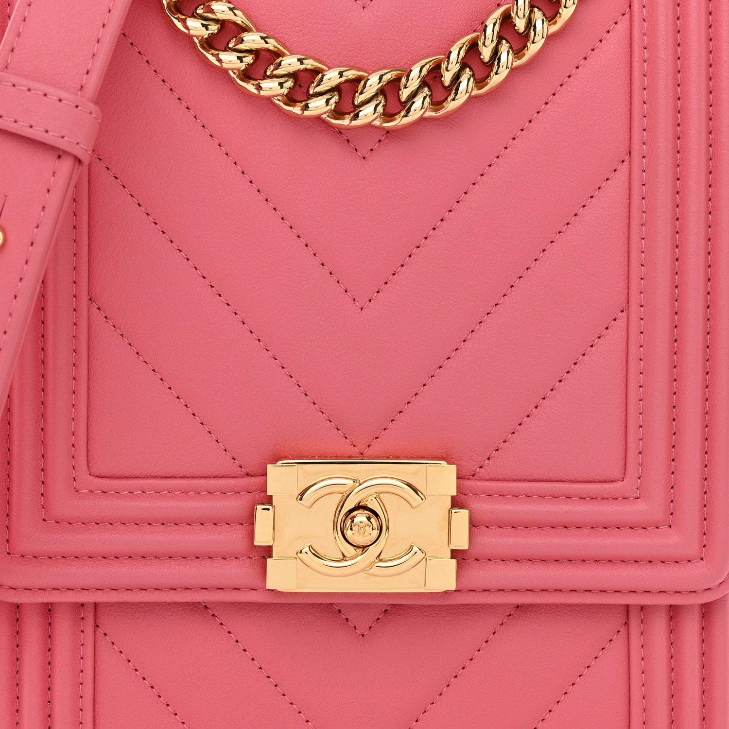 Chanel Lambskin Chevron Quilted North South Boy Flap Pink 8 of 10