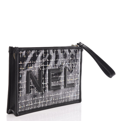 Chanel Tweed PVC Lambskin Large Pouch Black 3 of 9