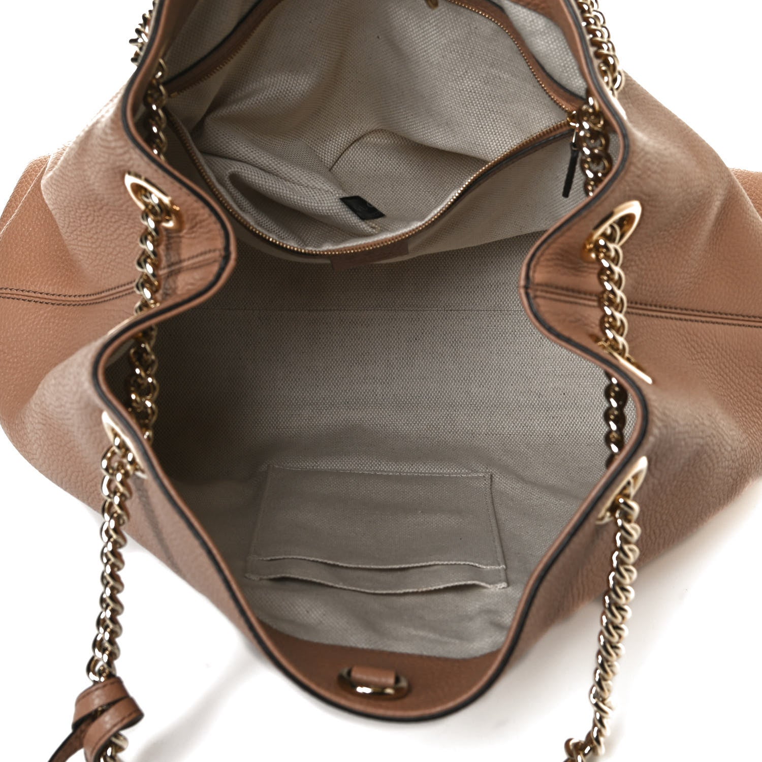 Gucci Pebbled Calfskin Medium Soho Chain Shoulder Bag Camelia 5 of 14
