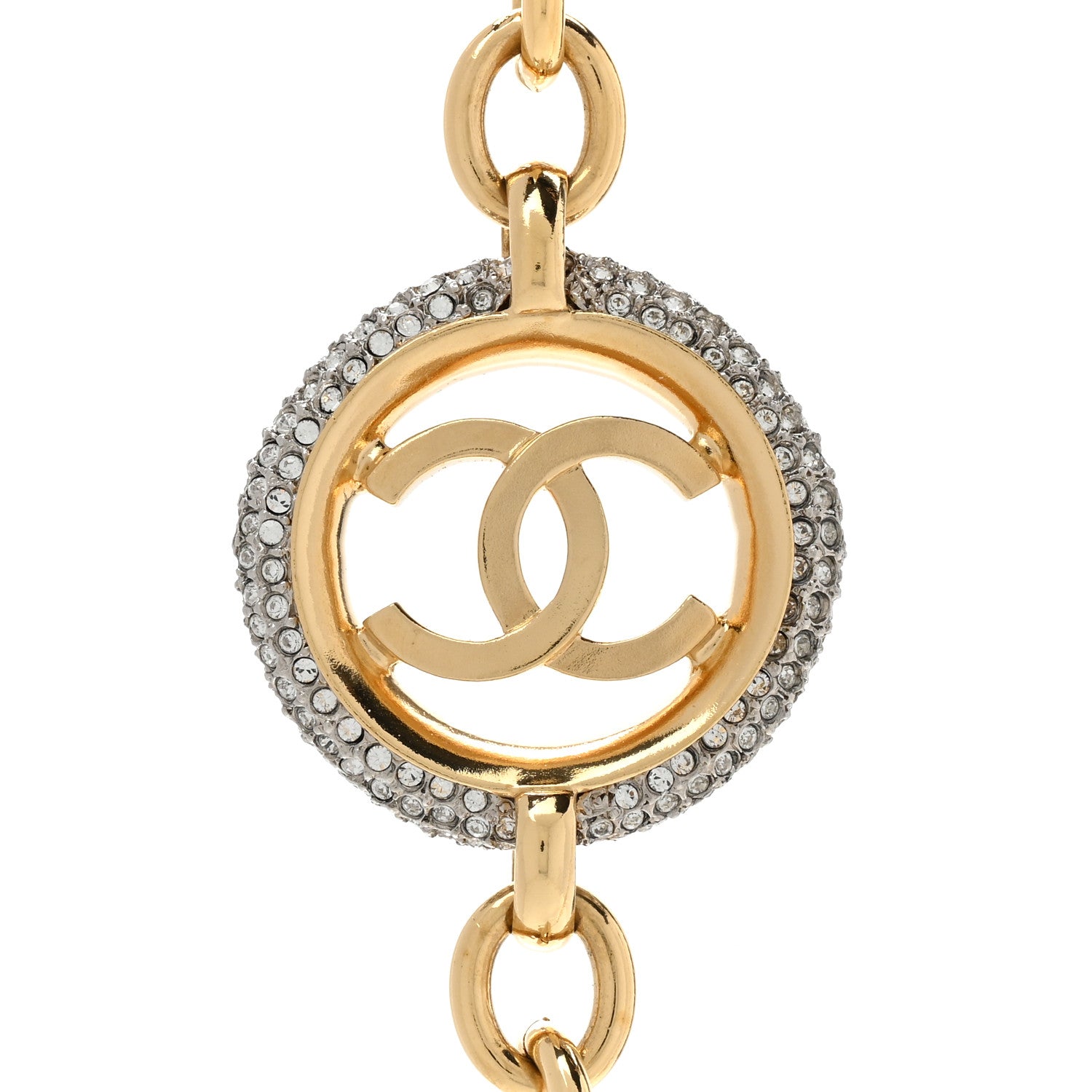 Chanel Crystal CC Chain Heart Necklace Gold 4 of 6