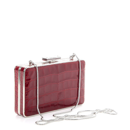 Judith Leiber Crocodile Austrian Crystal Box Clutch Red 6 of 10