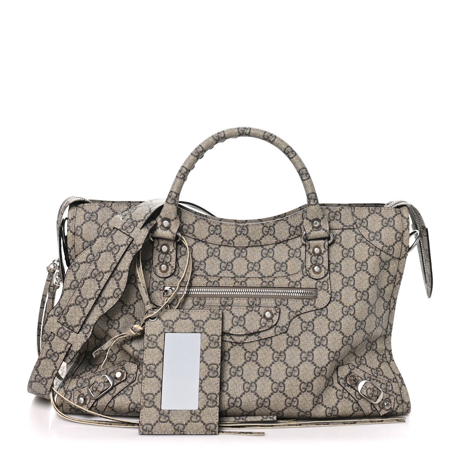 Balenciaga X GUCCI GG Supreme Monogram Neo Classic Silver Hardware City Beige Ebony 3 of 10