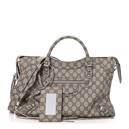 Balenciaga X GUCCI GG Supreme Monogram Neo Classic Silver Hardware City Beige Ebony 3 of 10