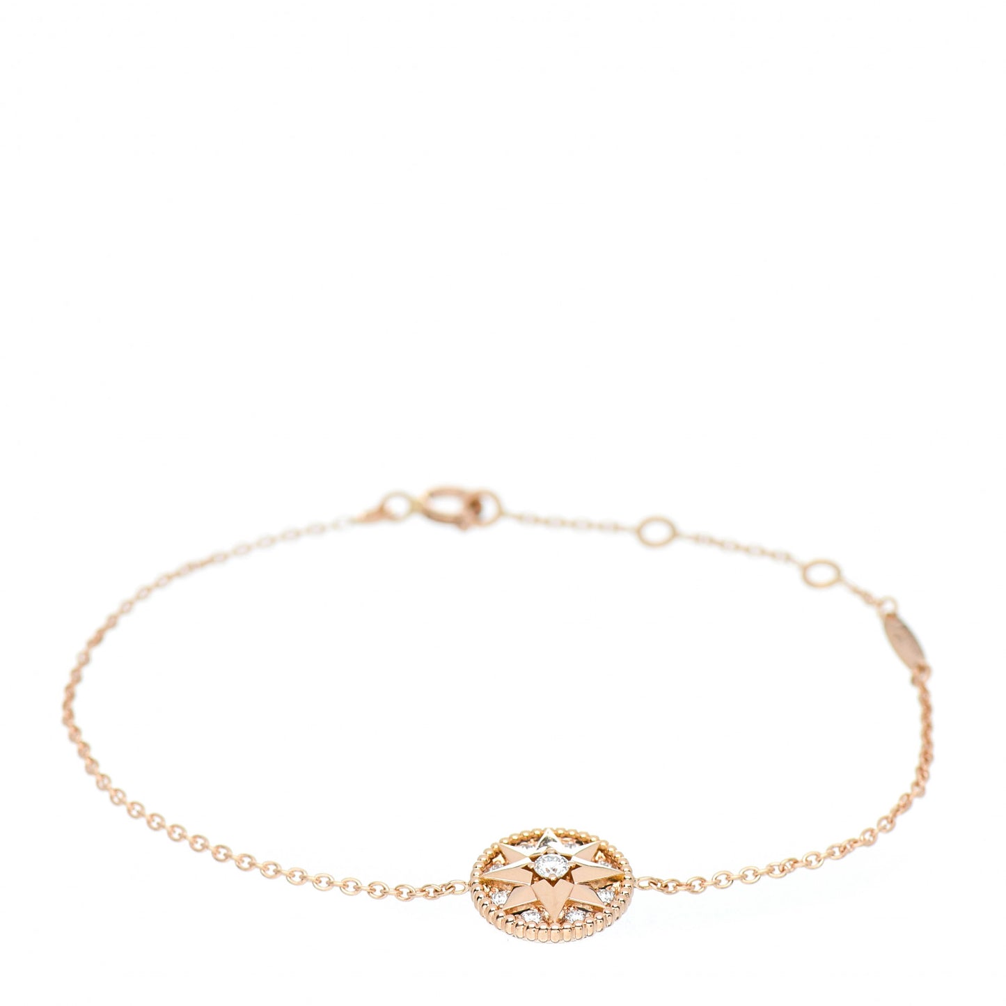18K Rose Gold Pave Diamond Rose Des Vents Bracelet